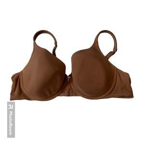 Cacique Lightly Lined T-shirt Smooth Full Coverage Bra 46D Tan/Mauve 4-Hook